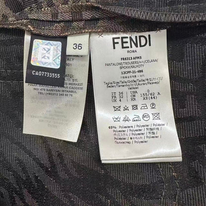 Fendi Zucca Cotton Polyester Pants 36 Brown — view 6