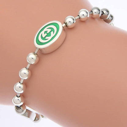 Gucci Interlocking G Ball Chain 925 Sterling Silver Bracelet