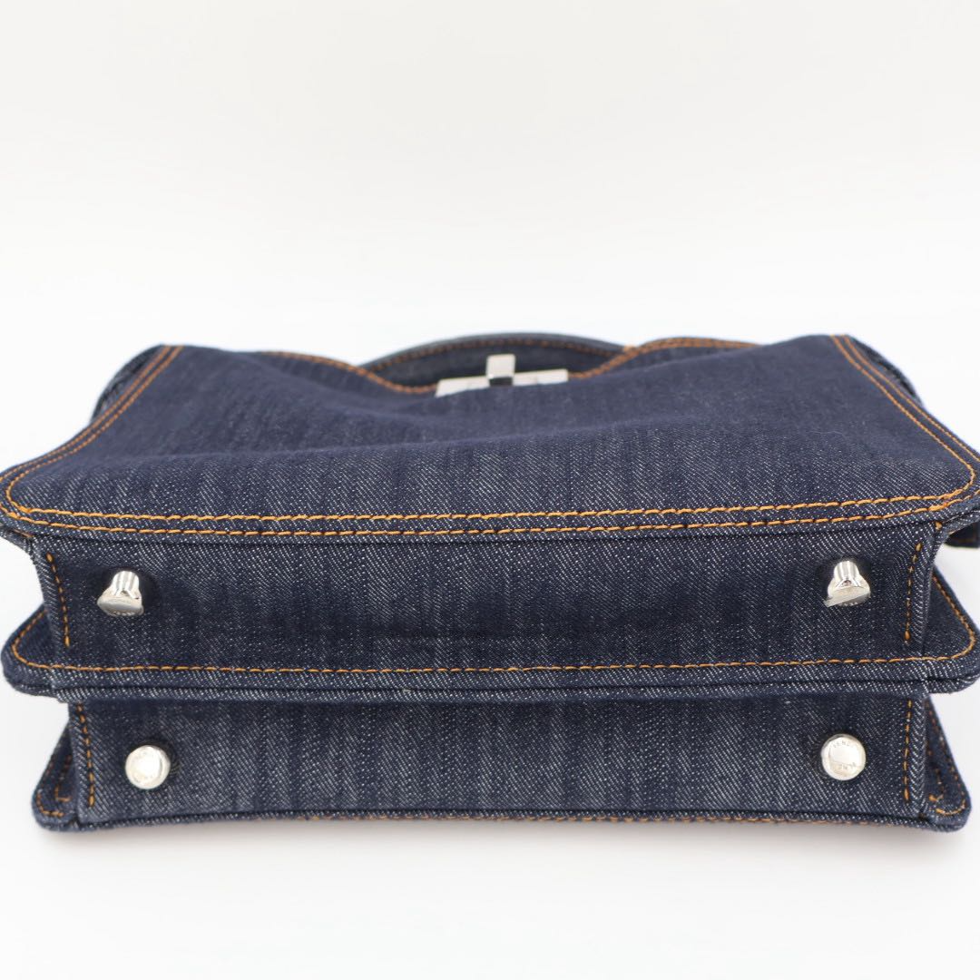 Fendi Peekaboo Icy Small Denim 2-Way Handbag Navy — view 3