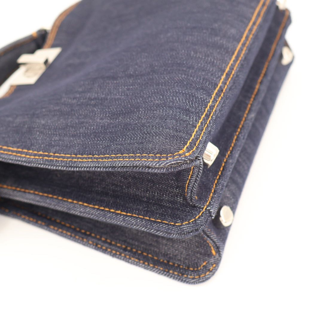 Fendi Peekaboo Icy Small Denim 2-Way Handbag Navy — view 4