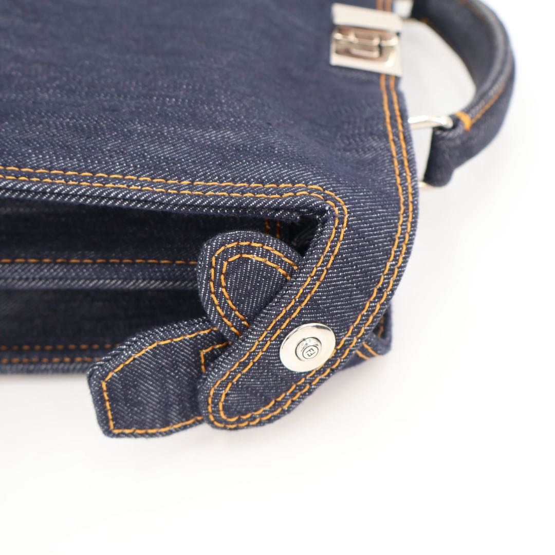 Fendi Peekaboo Icy Small Denim 2-Way Handbag Navy — view 6