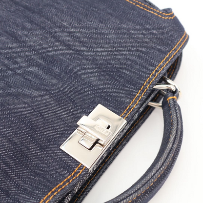 Fendi Peekaboo Icy Small Denim 2-Way Handbag Navy — view 7
