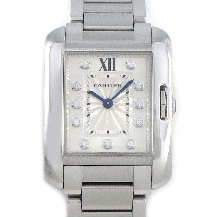 Cartier Watch Tank Anne Gray 11 Points Diamond Index Rectangular Silver