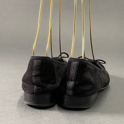 Chanel CC Logo Ballet Shoes Flat Black Suede Ribbon 35.5 — view 3