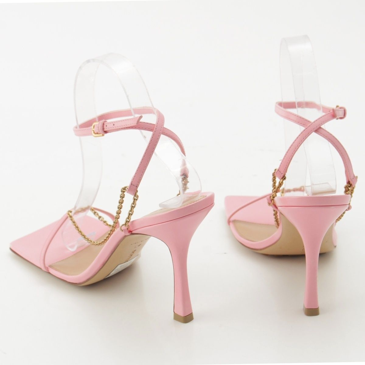 Bottega Veneta Chain Strap Pin Sandals Pink Gold — view 4