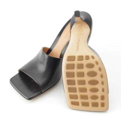Bottega Veneta Leather Stiletto Heels Square Sandals Black — view 5