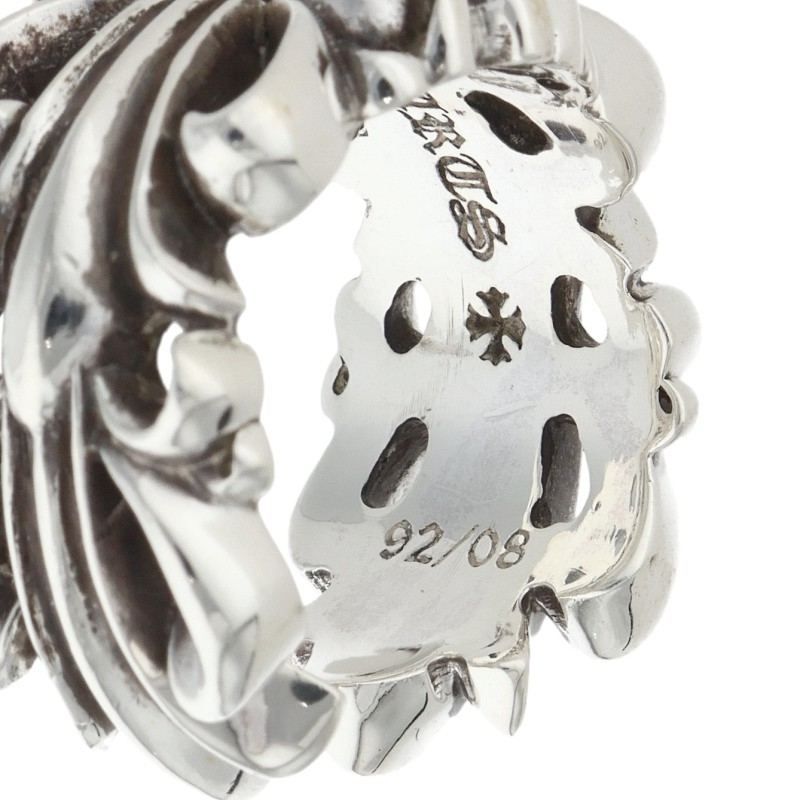 Chrome Hearts Dbl Flrl Double Floral Cross Silver Ring — view 4