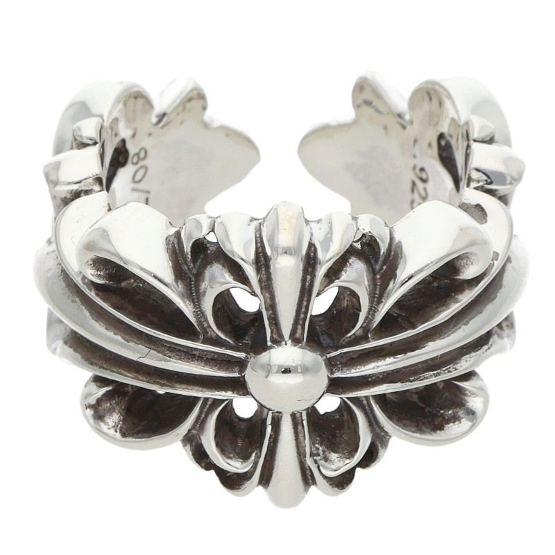 Chrome Hearts Dbl Flrl Double Floral Cross Silver Ring