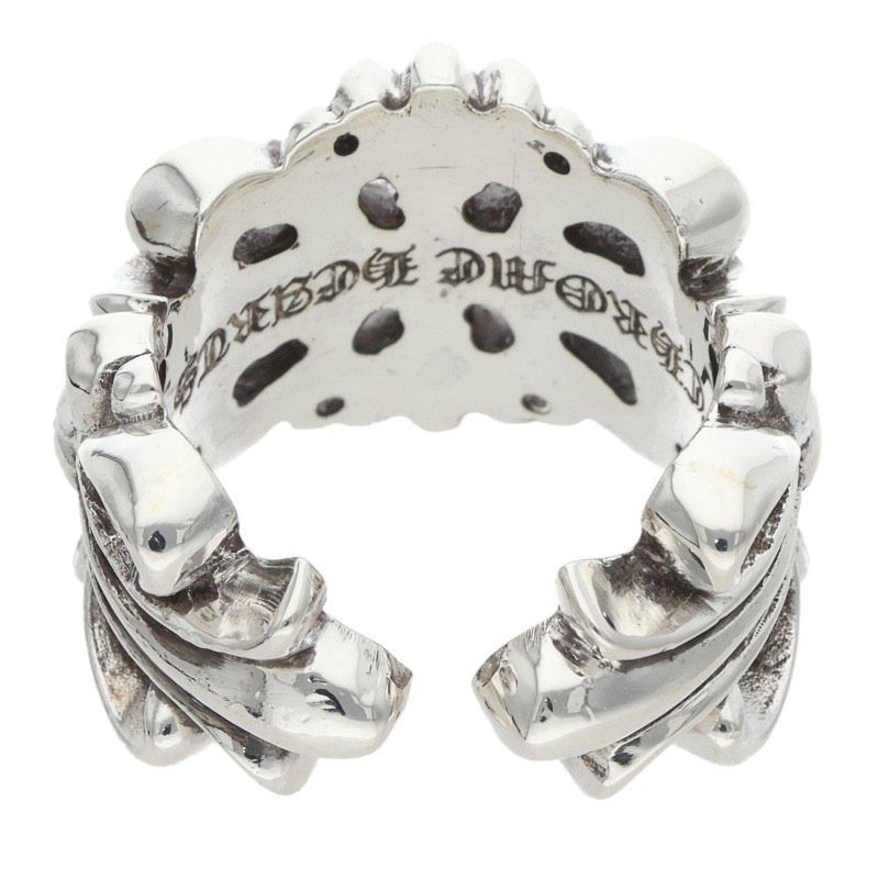 Chrome Hearts Dbl Flrl Double Floral Cross Silver Ring — view 2