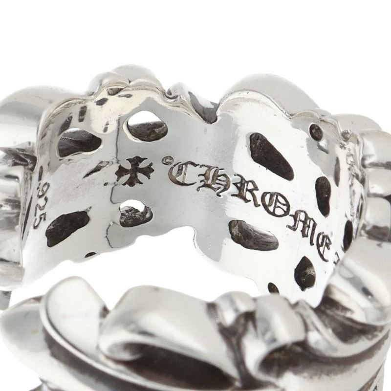 Chrome Hearts Dbl Flrl Double Floral Cross Silver Ring — view 3