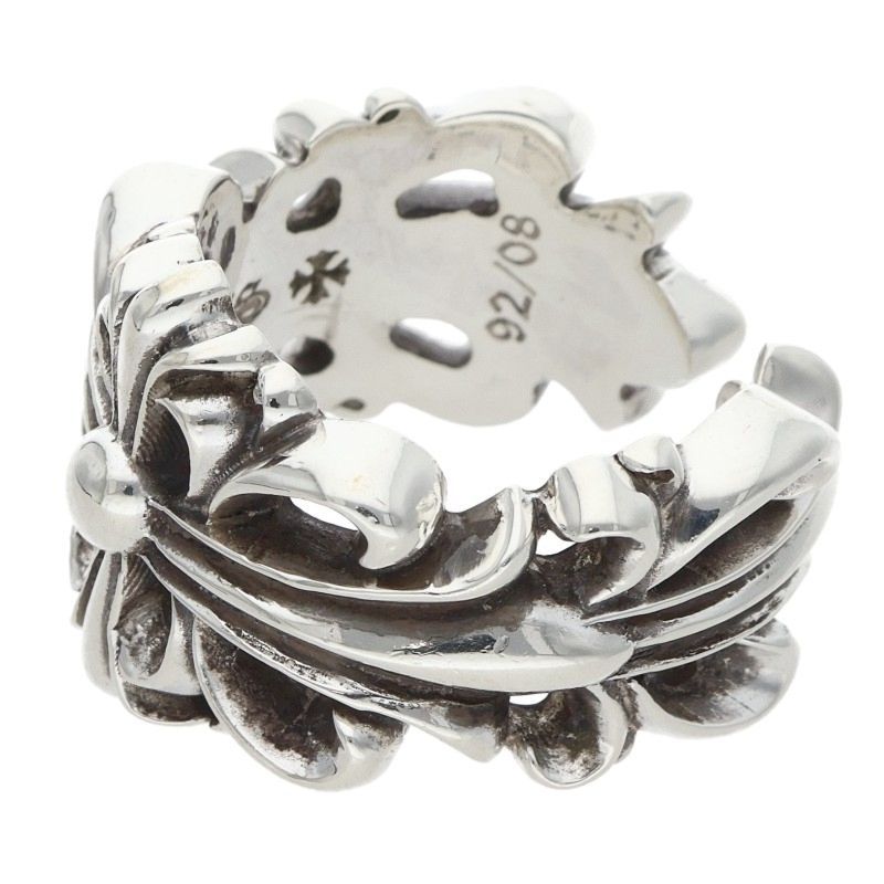 Chrome Hearts Dbl Flrl Double Floral Cross Silver Ring — view 5