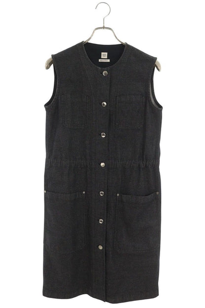 Hermes Sellier Button Cotton Denim Dress 36