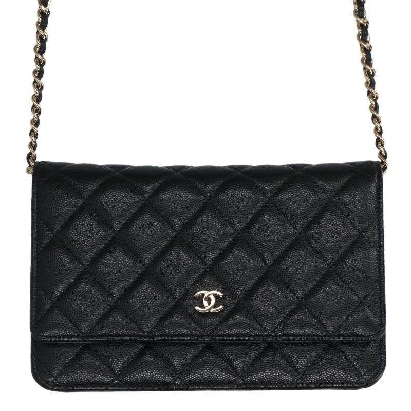 Chanel Quilted Caviar Leather Chain Wallet Shoulder Bag