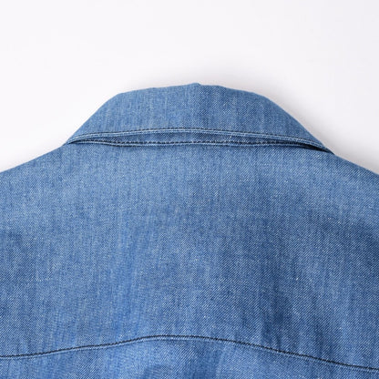 Chrome Hearts Denim Short Sleeve Polo Shirt M CH Cross Patch Ball Button Blue — view 7