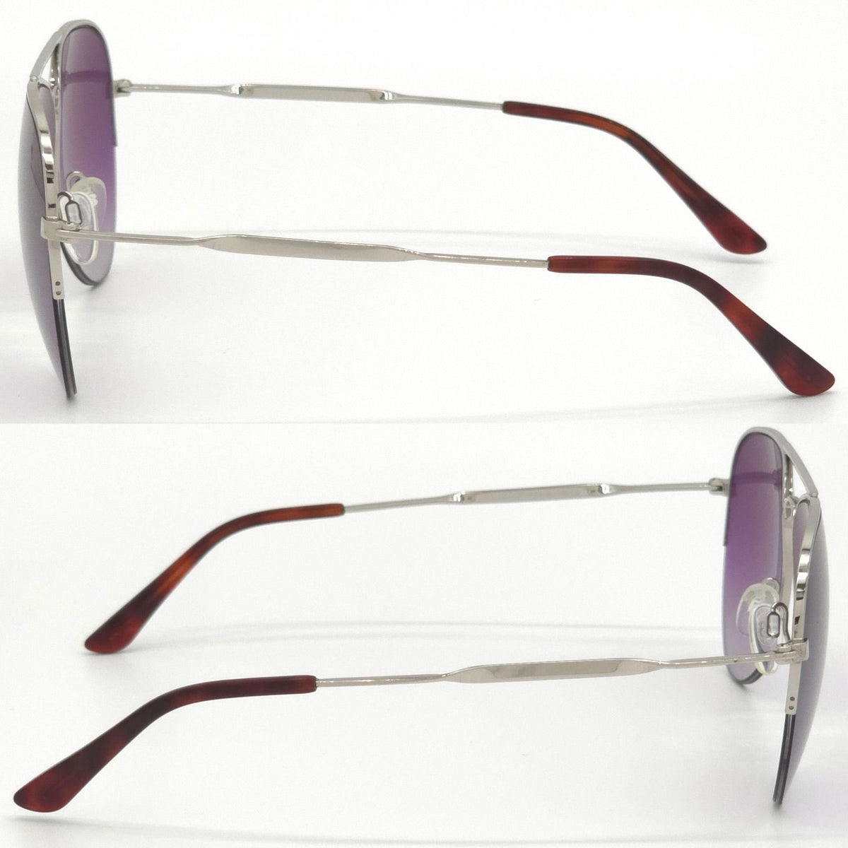 Balenciaga Teardrop Sunglasses Purple Color Gradation Silver Metal Case Cloth — view 6