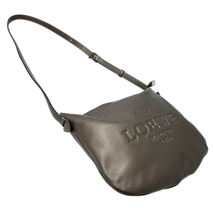 Loewe Shoulder Bag Heritage Leather Brown Metallic Logo — view 4