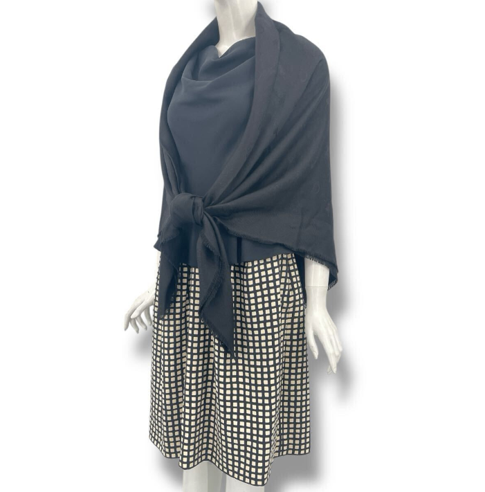 Dior Dress Belt with Shawl Silk Black White 38 — view 3