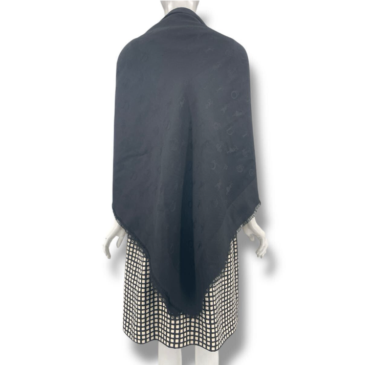 Dior Dress Belt with Shawl Silk Black White 38 — view 4