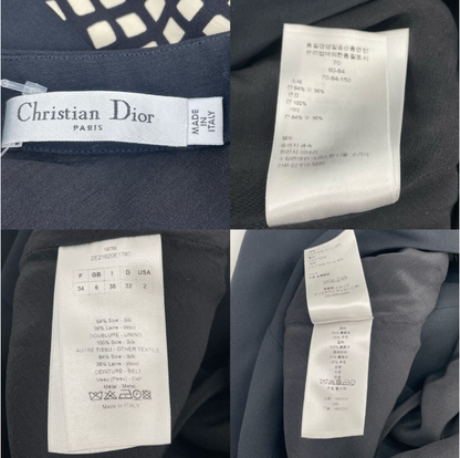 Dior Dress Belt with Shawl Silk Black White 38 — view 7