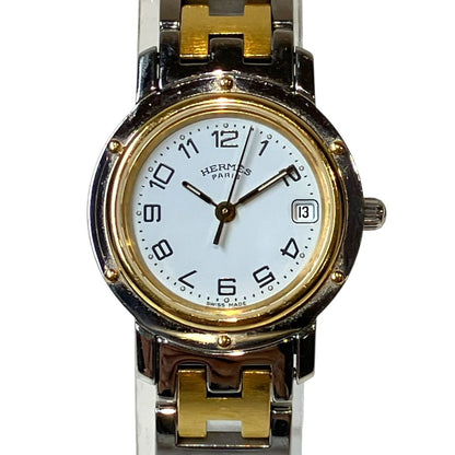Hermes Clipper Watch SS Quartz White Dial