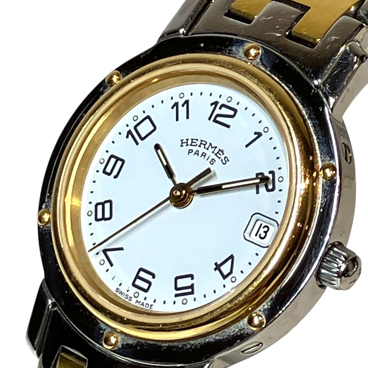 Hermes Clipper Watch SS Quartz White Dial — view 4
