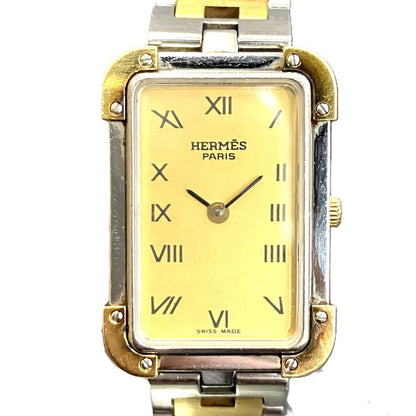 Hermes Croajour Watch SS Quartz Gold Dial
