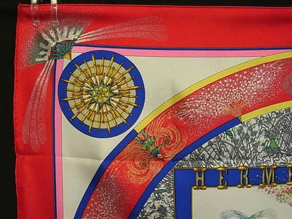 Hermes Feux D'artifice Flame Of 100% Silk Large Scarf Shawl — view 3