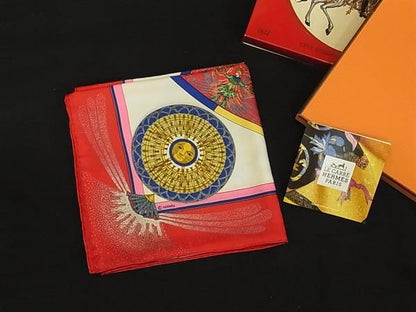 Hermes Feux D'artifice Flame Of 100% Silk Large Scarf Shawl