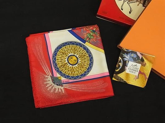 Hermes Feux D'artifice Flame Of 100% Silk Large Scarf Shawl