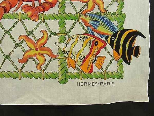 Hermes Pareo Fish 100% Cotton Scarf Shawl Ivory Skirt — view 4