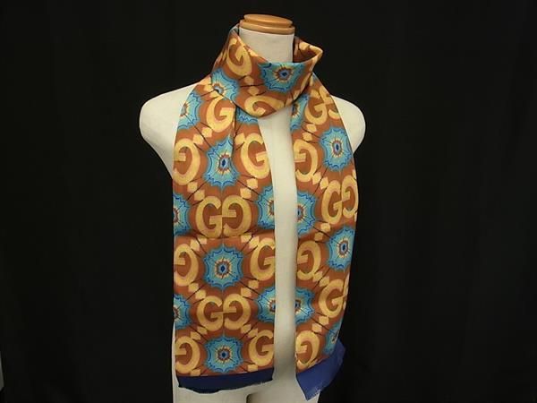 Gucci Anniversary Limited Edition 100% Silk Scarf Shawl Blue
