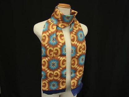 Gucci Anniversary Limited Edition 100% Silk Scarf Shawl Blue