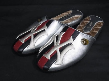 Gucci Princetown New York Yankee Collaboration Leather Mules Shoes 34