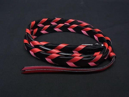 Loewe Thin Braided Leather Bag Shoulder Strap Belt Black Pink — view 2