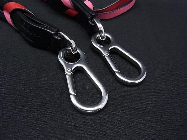 Loewe Thin Braided Leather Bag Shoulder Strap Belt Black Pink — view 3