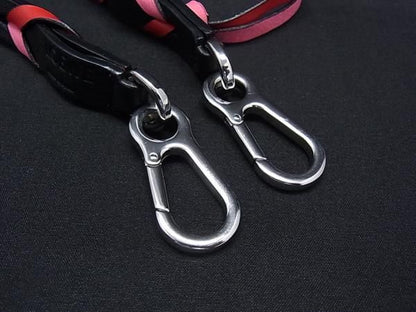 Loewe Thin Braided Leather Bag Shoulder Strap Belt Black Pink — view 3