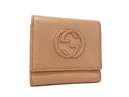 Gucci Interlocking G Leather Trifold Wallet Brown