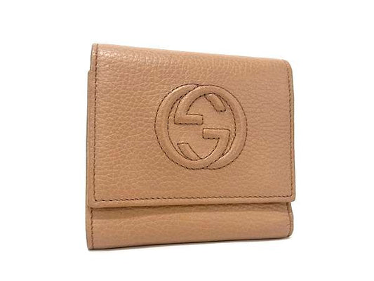 Gucci Interlocking G Leather Trifold Wallet Brown