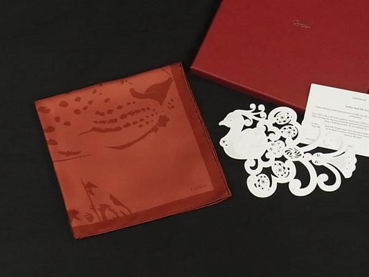 Cartier 100% Silk Scarf Bordeaux