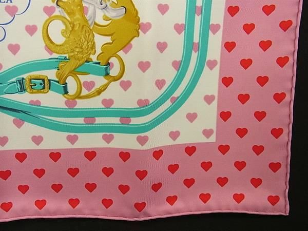 Hermes Brides de Gala Love Carre 45 Petit Gavroche 100% Silk Scarf Pink — view 4