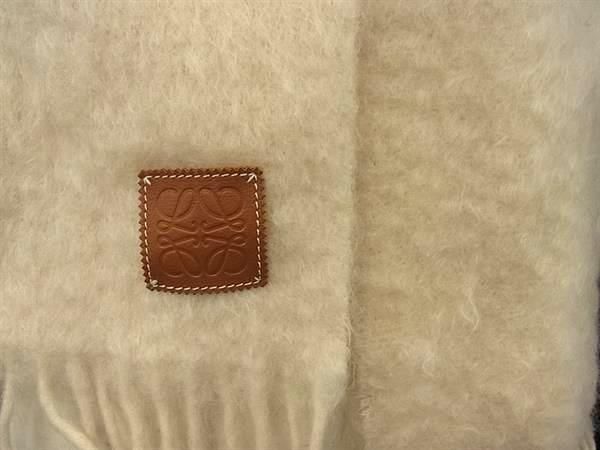 Loewe Anagram Mohair Wool Nylon Fringe Scarf Shawl Ivory — view 2