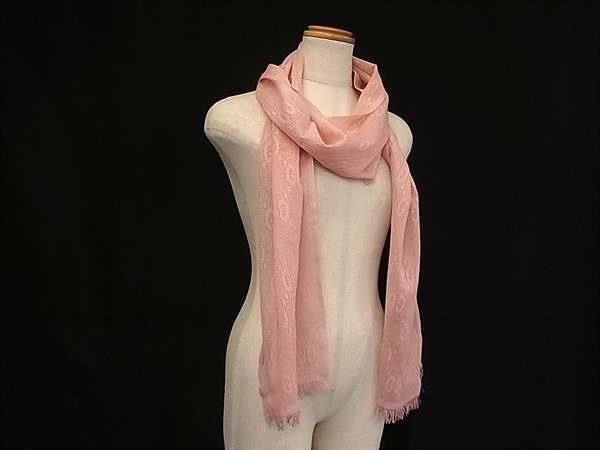 Gucci GG Pattern 52% Wool 48% Silk Shawl Pink Scarf