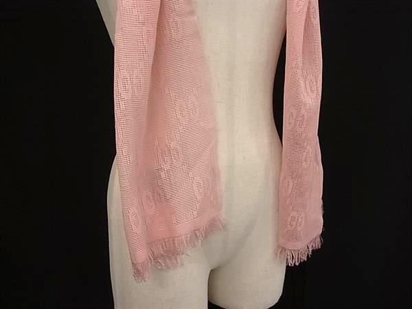 Gucci GG Pattern 52% Wool 48% Silk Shawl Pink Scarf — view 2