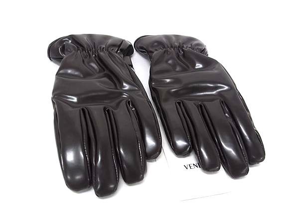 Bottega Veneta Patent Leather Gloves Cold 8 Brown