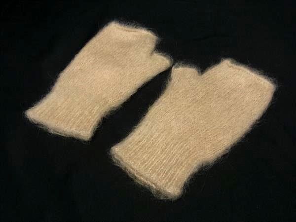 Miu Miu Mohair Polyamide Virgin Wool Fingerless Gloves Brown — view 2