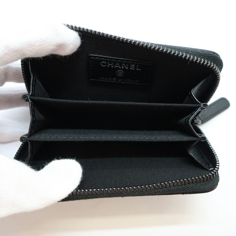 Chanel Ten Quilted Coin Case Lambskin Purse All Black — view 3