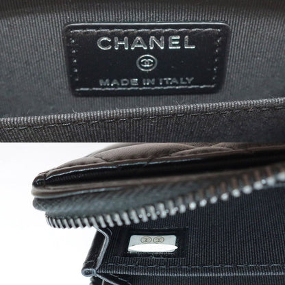 Chanel Ten Quilted Coin Case Lambskin Purse All Black — view 5