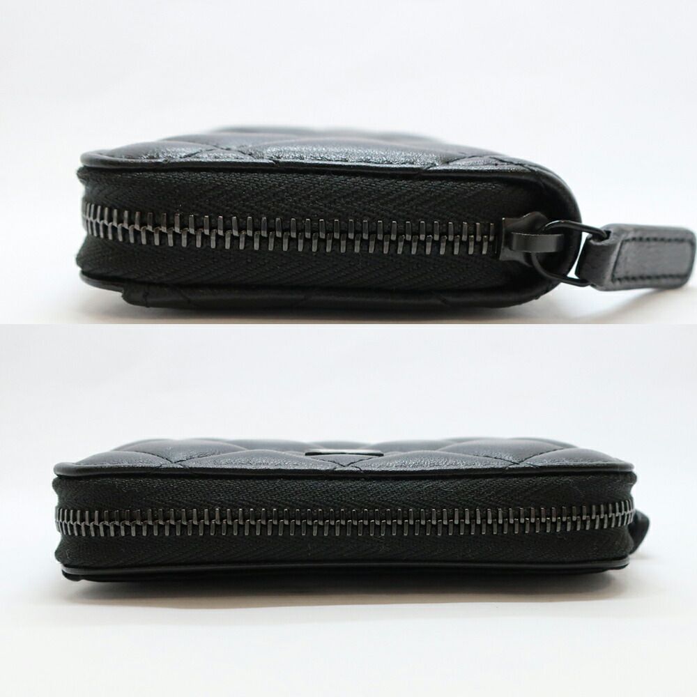 Chanel Ten Quilted Coin Case Lambskin Purse All Black — view 4