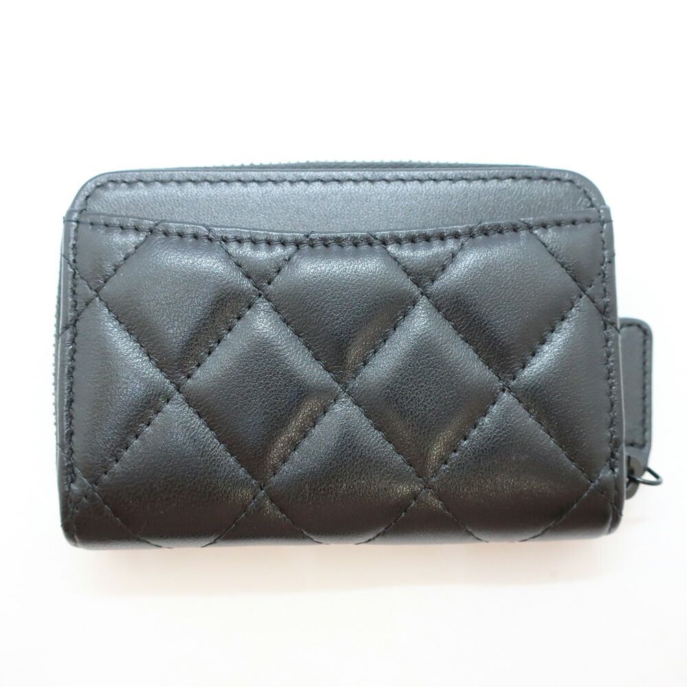 Chanel Ten Quilted Coin Case Lambskin Purse All Black — view 2