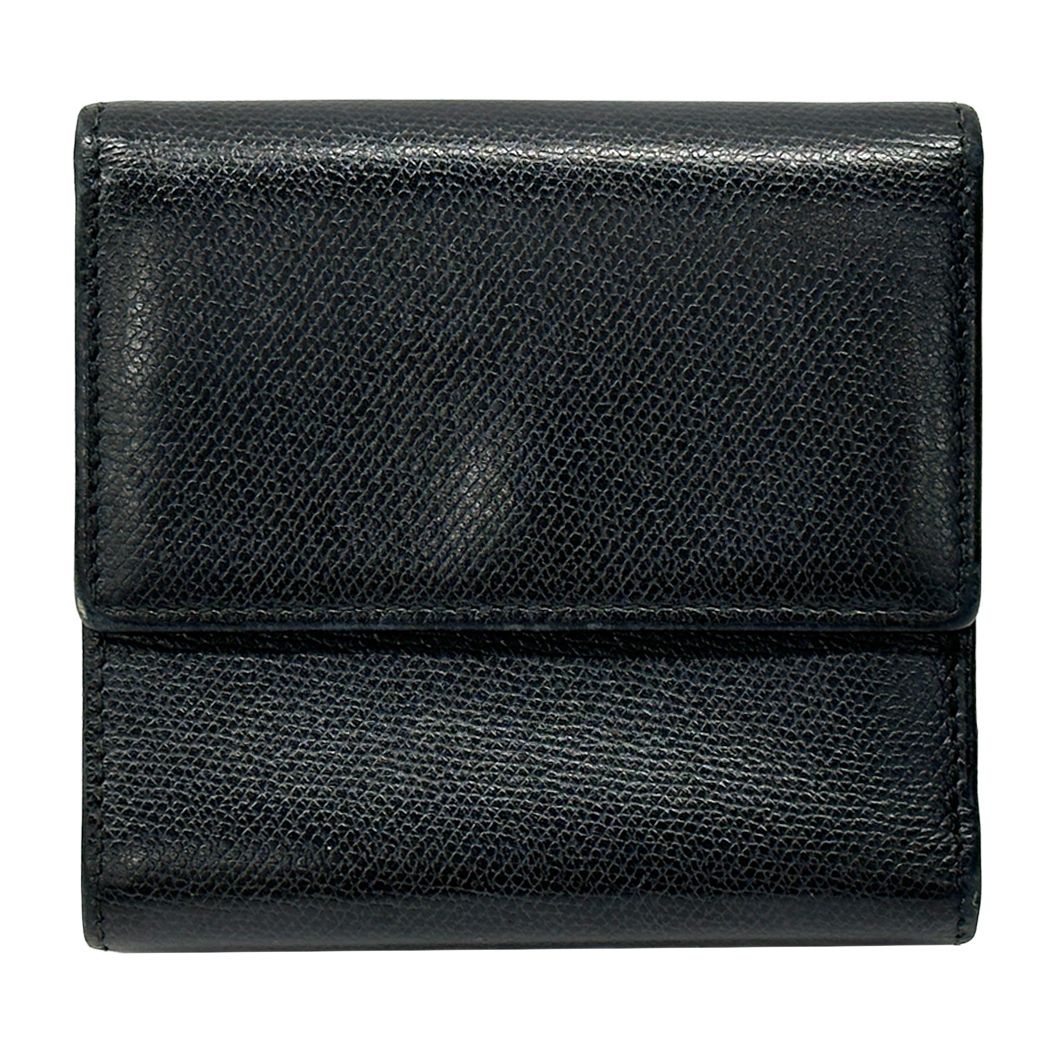 Chanel Wallet Coco Button Bifold Leather Black Simple Adult Logo — view 2